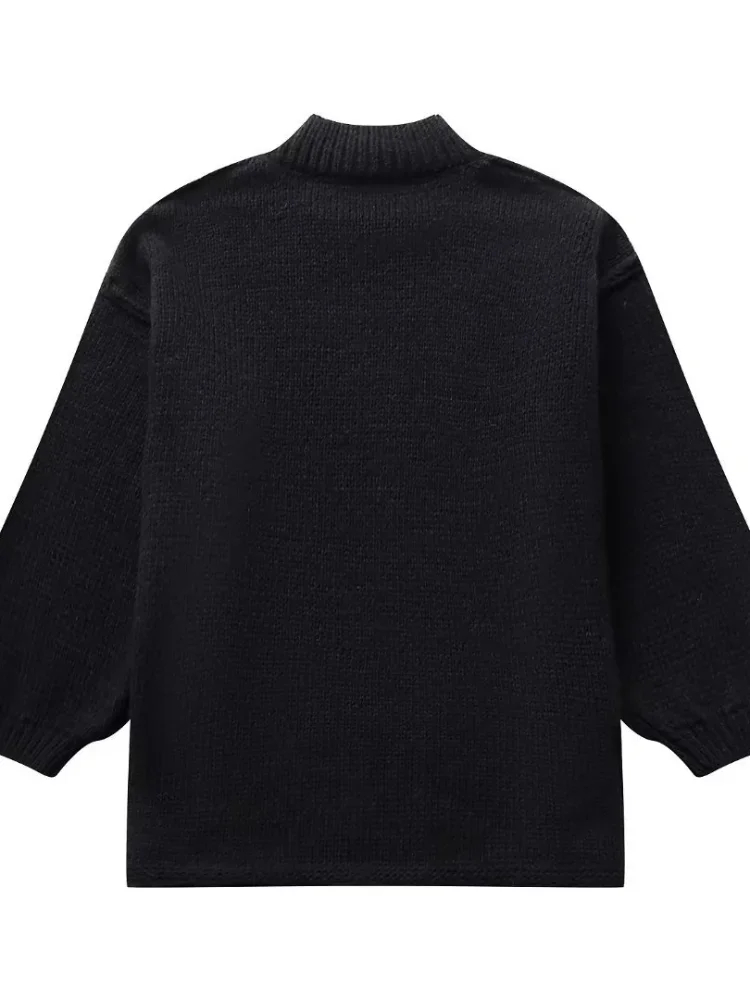 Модный однотонный вязаный пуловер для женщин элегантный свободный свитер с