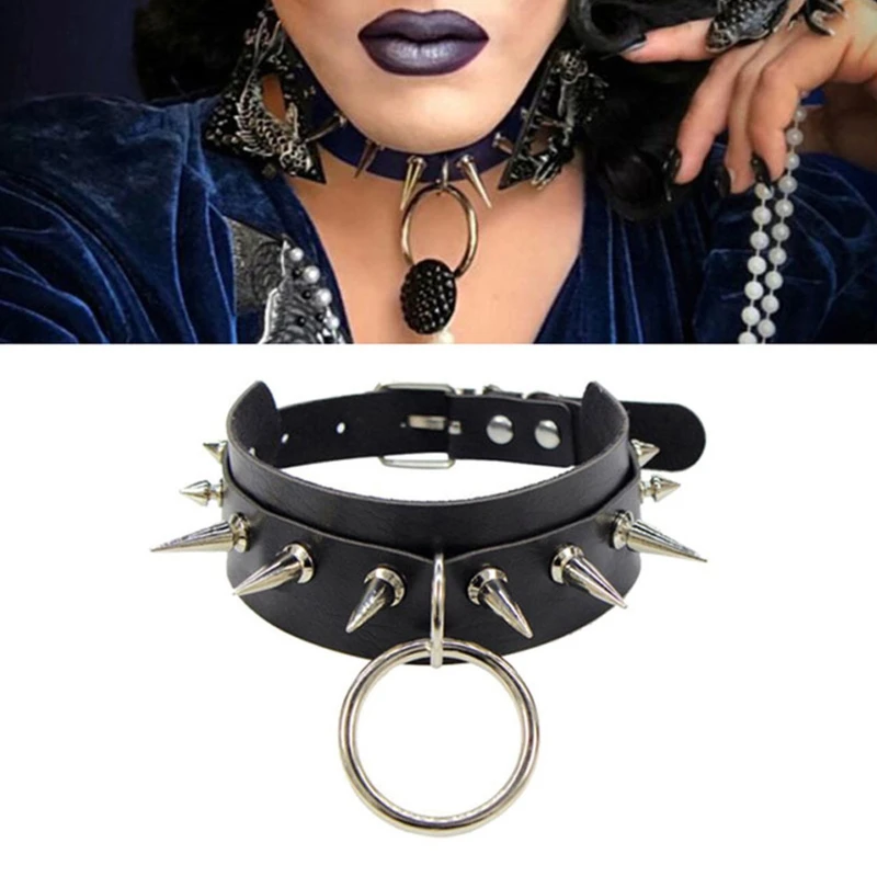 

Goth Punk Spike Rivets Choker Collar for Unisex Steampunk Pentagram Necklace Emo Neck Strap Chocker Gothic Accessories