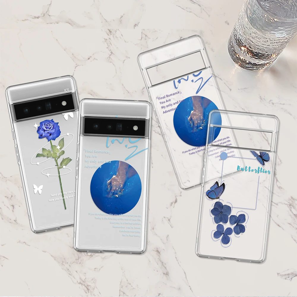 

Flower Text Label Case for Google Pixel 7a 7Pro 7 6a 5 5a 5G Clear Soft TPU Cover for Google 4XL 4 2 3XL 2XL 3 3a 3aXL 4a 6 6Pro