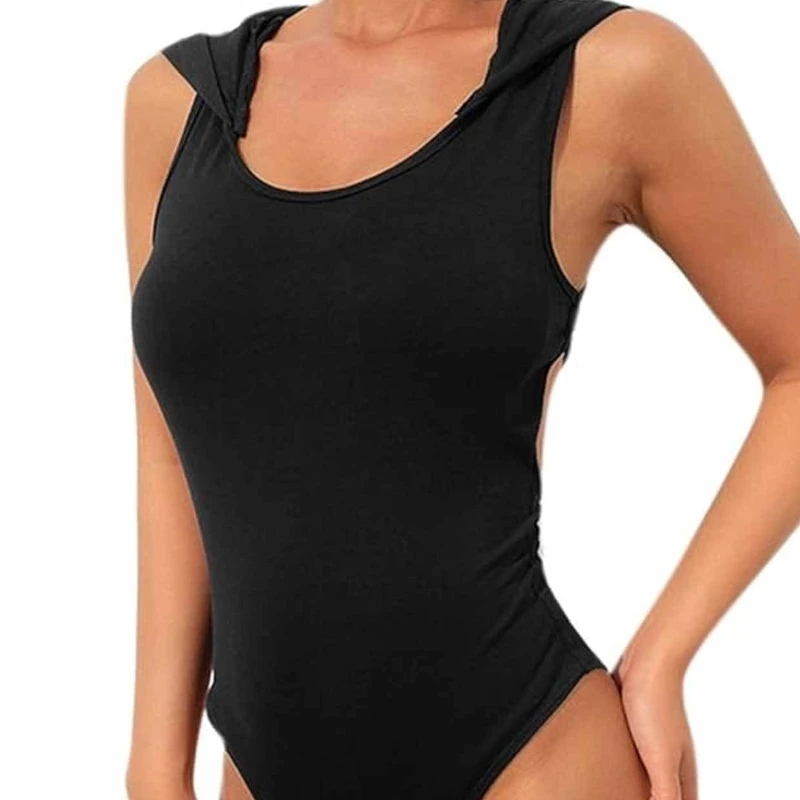 Лидер продаж Цельный купальник для женщин однотонное бикини с капюшоном и