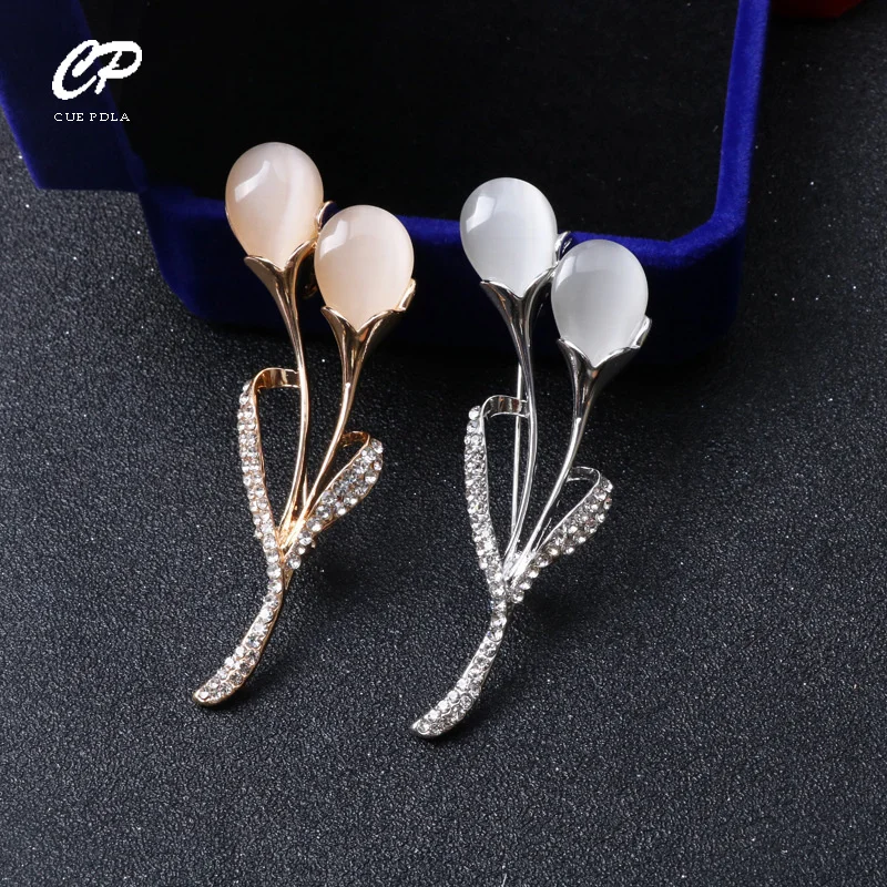 

Trendy opal brooch female temperament wild rhinestone flower cardigan pin collar pin sweater corsage decoration
