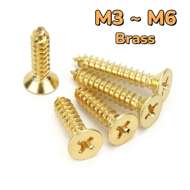

Латунь M3 M3.5 M4 M5 M6 Потайная плоская головка Phillips Крестообразный саморез Деревянный болт