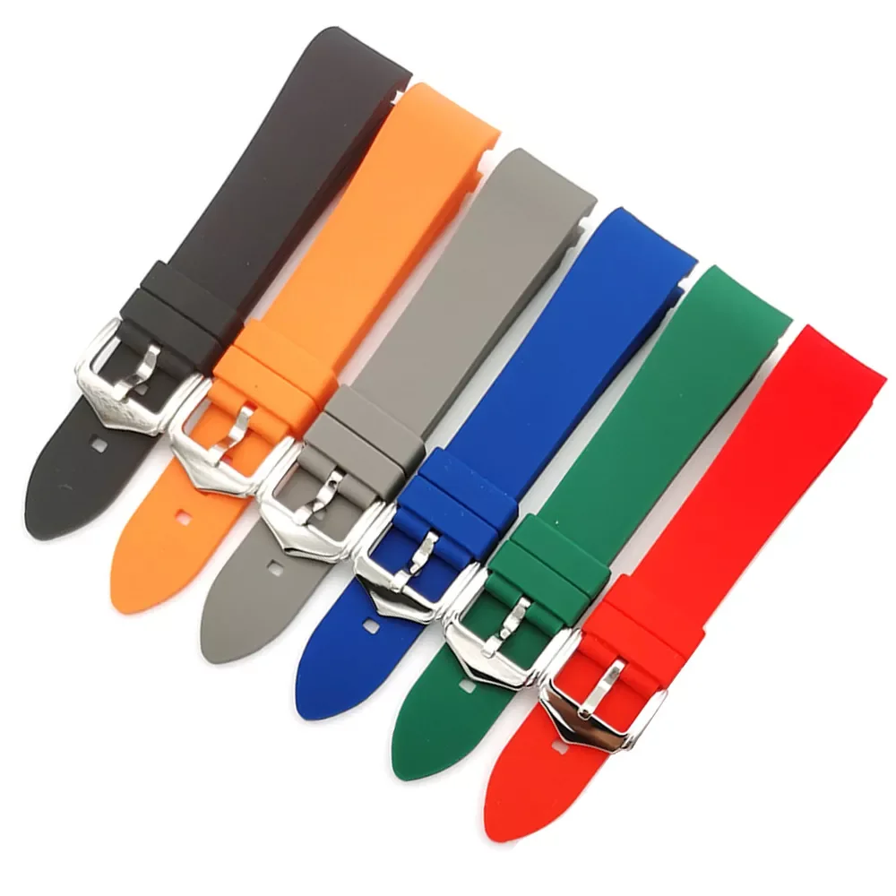 Curved End Watch Band Sport Silicone Diving Waterproof Wrist Rubber Bracelet 18mm 20mm 22mm 24mm for Omega Seiko Tissot Strap