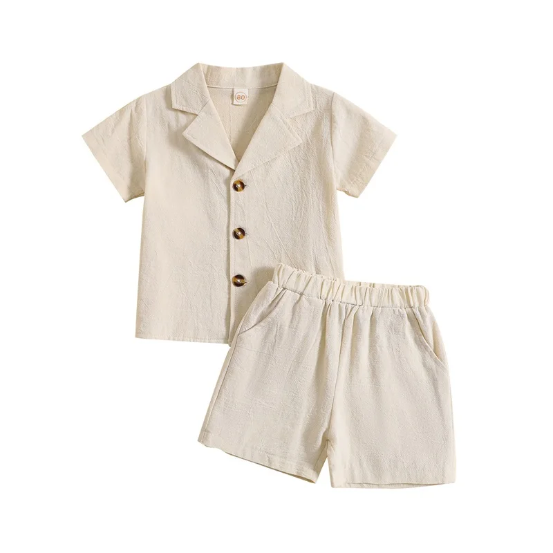 

Kids Girls Shorts Set, Short Sleeve Lapel Collar Button-down Shirt with Elastic Waist Shorts Summer Outfit