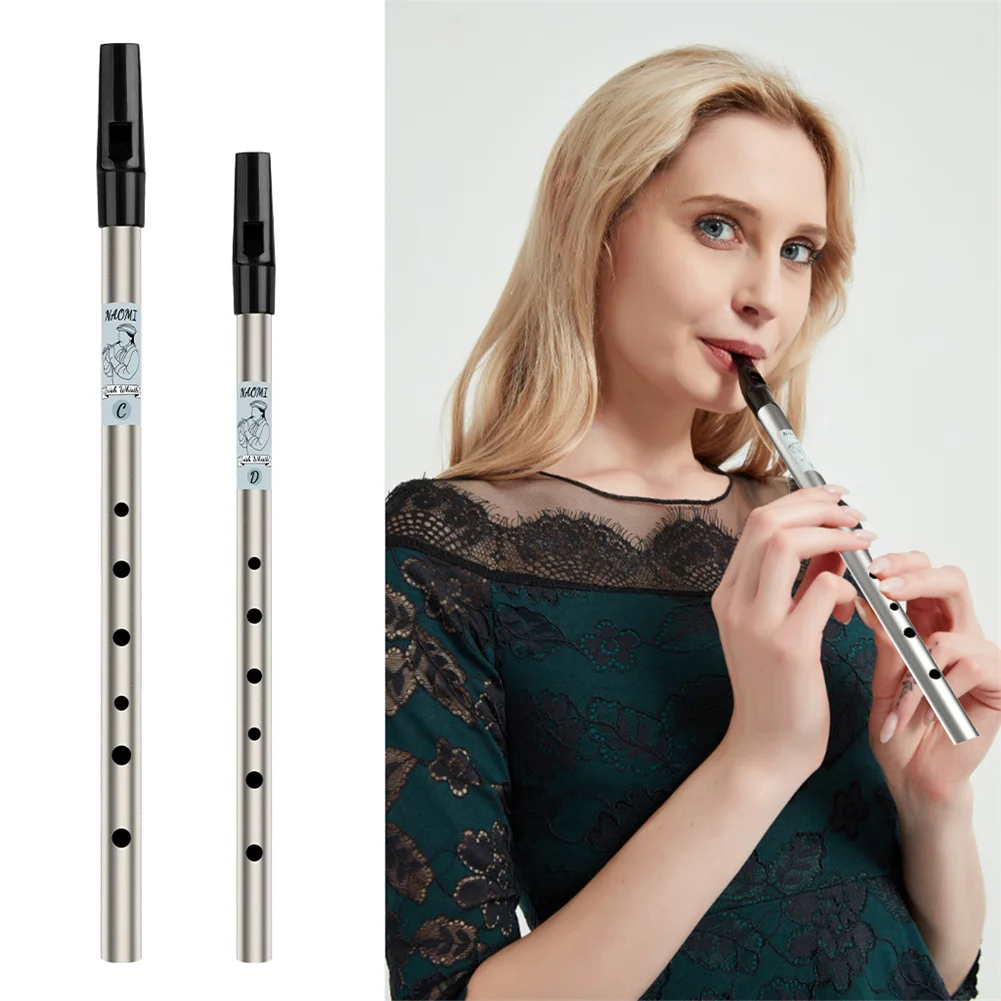 

6 Holes Metal Flute C/D Key Flute Irish Whistle Musical Instrument Penny Whistle Brass Whistle Flute For Music Beginner Lover