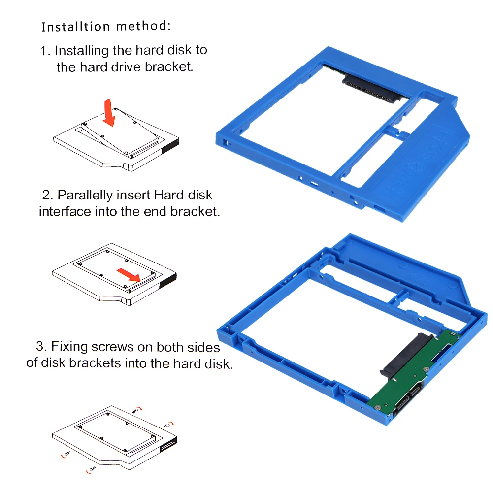 

SATA 3.0 2nd HDD Caddy 9mm for 2.5inch SSD Case Hard Disk Enclosure SSD Drive Bracket for Notebook CD-ROM DVD Optical Bay