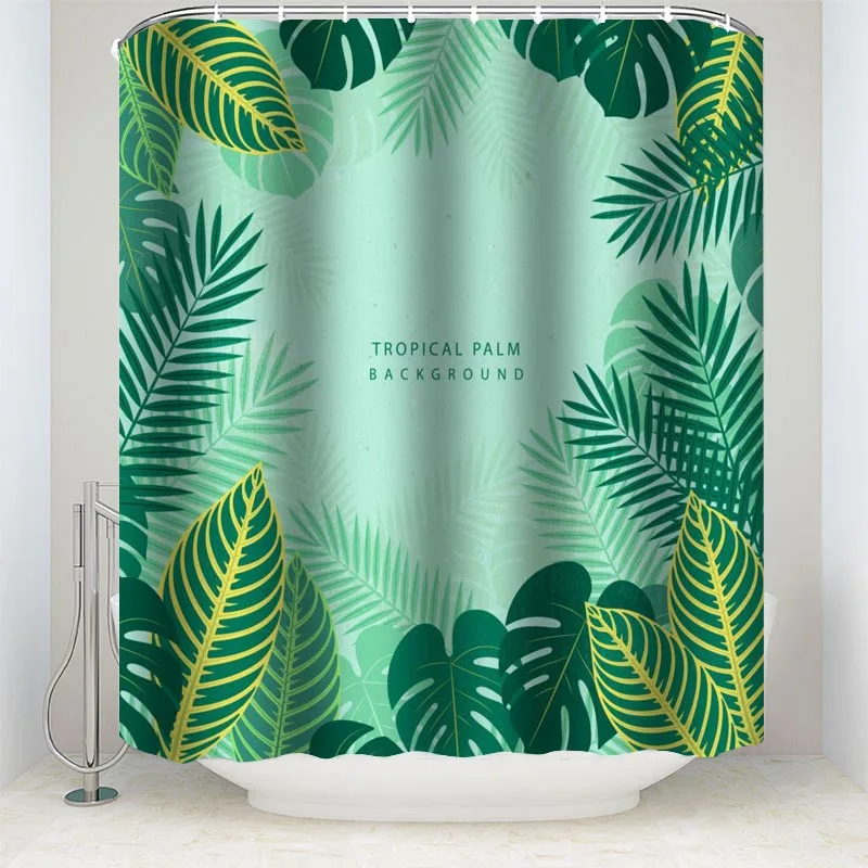

1PCS Leaf Tree Branch Print Fabric Waterproof & Washable Waterproof Polyester Fabric Shower Curtain Bathroom Shower Curtain