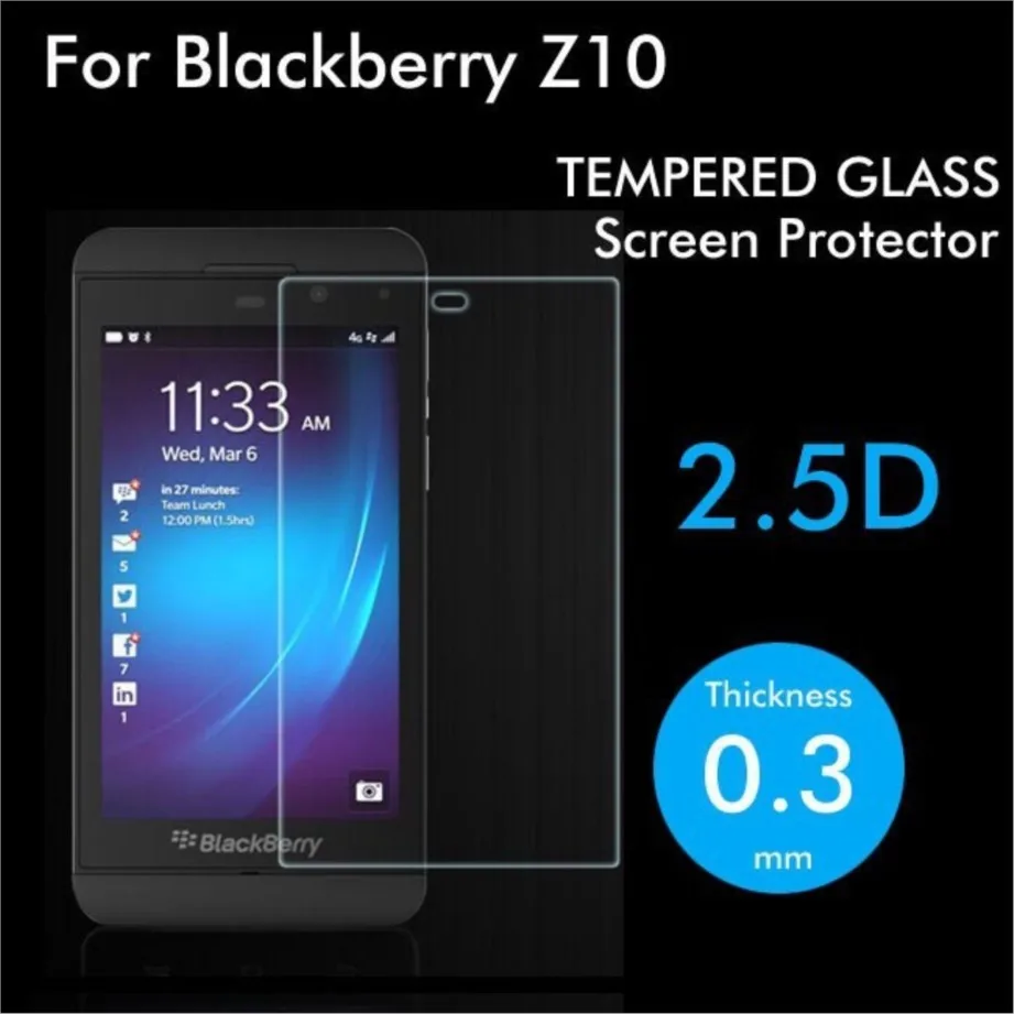 

0.3mm 2.5d explosion-proof tempered glass screen protector hd clear protective film for blackberry z10 guard pelicula de vidro
