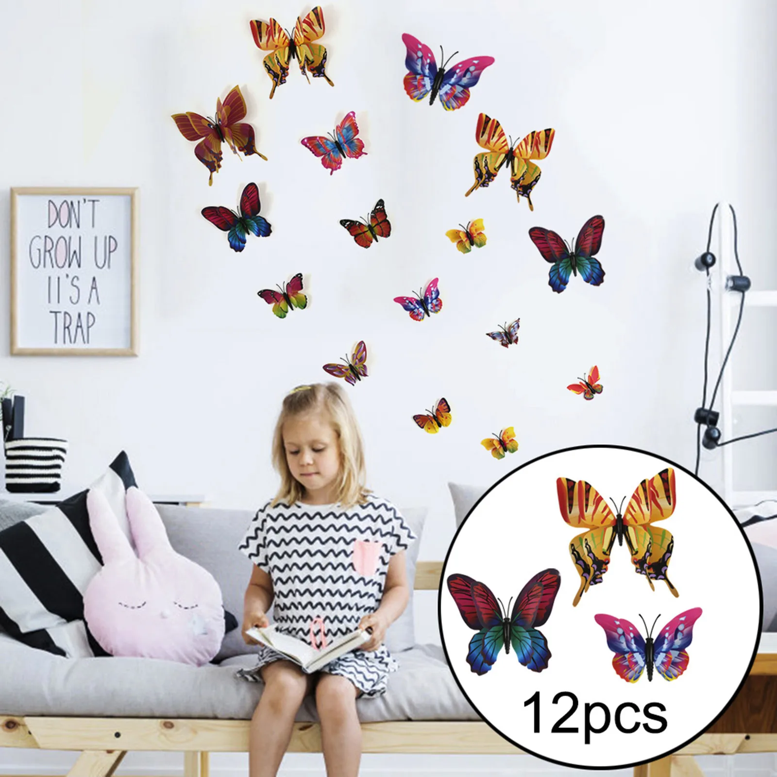 

12pcs Hollow Cardboard Butterfly Wall Stickers Atmosphere 3D Wall Sticker Colorful Butterflies Room Wall Decal Home Decoration