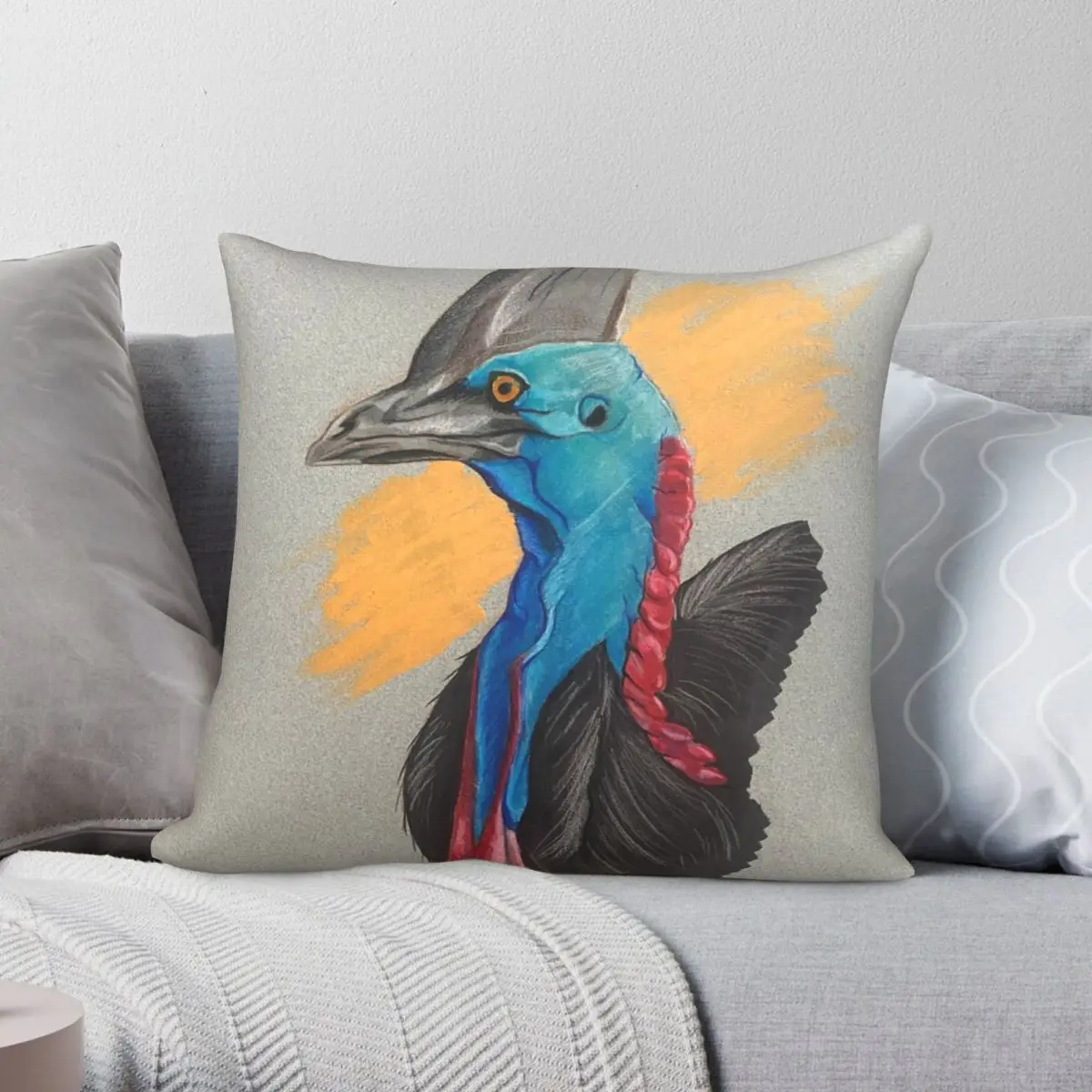 

Cassowary Square Pillowcase Polyester Linen Velvet Pattern Zip Decor Pillow Case Room Cushion Cover 18"