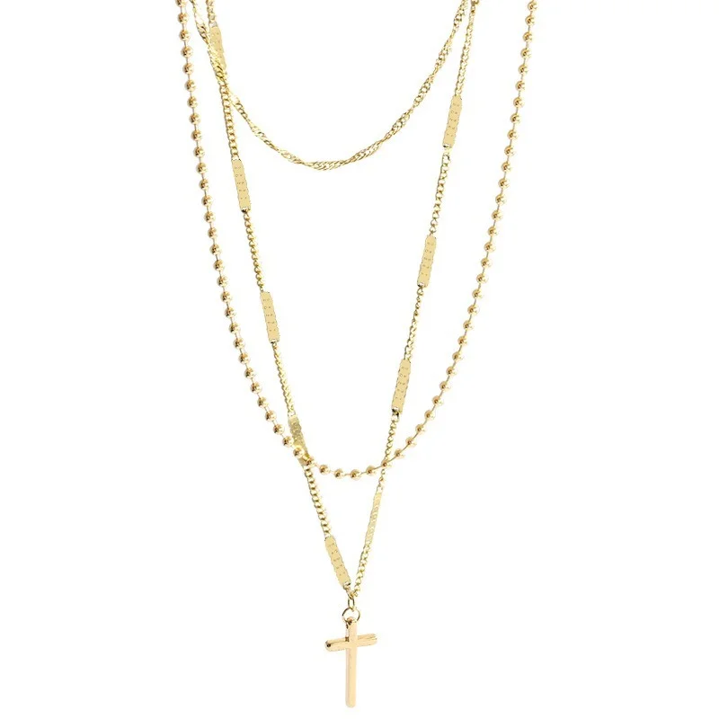 

Bead Necklaces For Women Vintage Choker Cross Multi-layer Necklace Statement Party Jewelry 2020 New choker