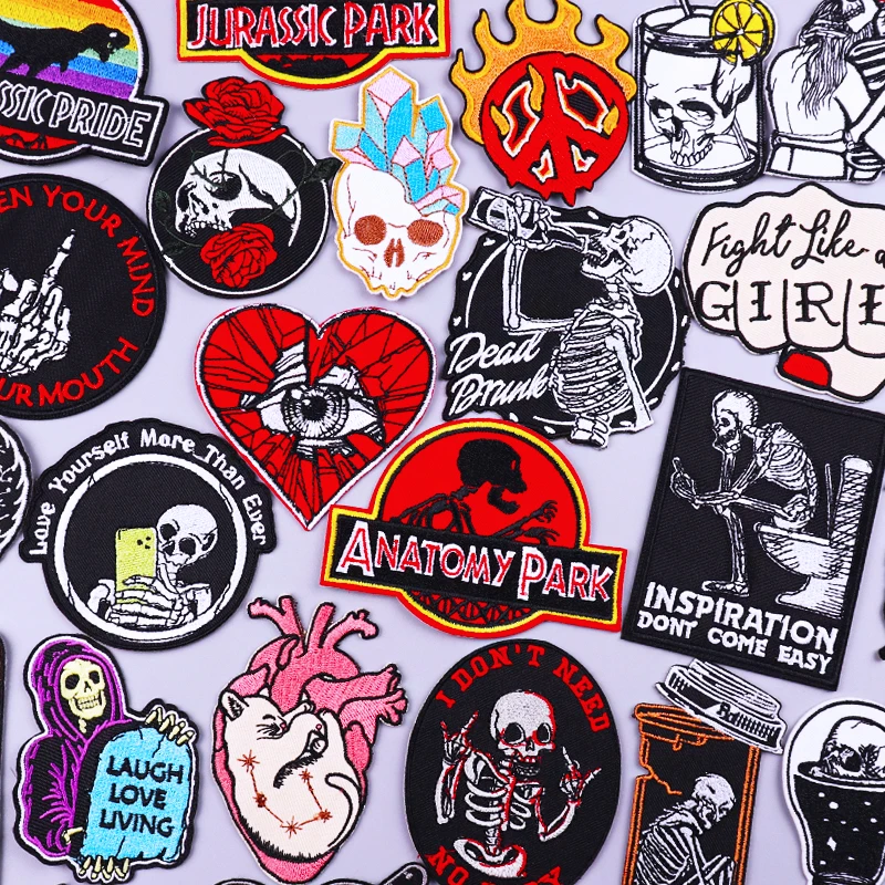 

Anatomy Park Patch Iron On Patches Badges DIY Punk Skull Fusible Patches For Clothing Thermoadhesive Patches On Clothes Stickers