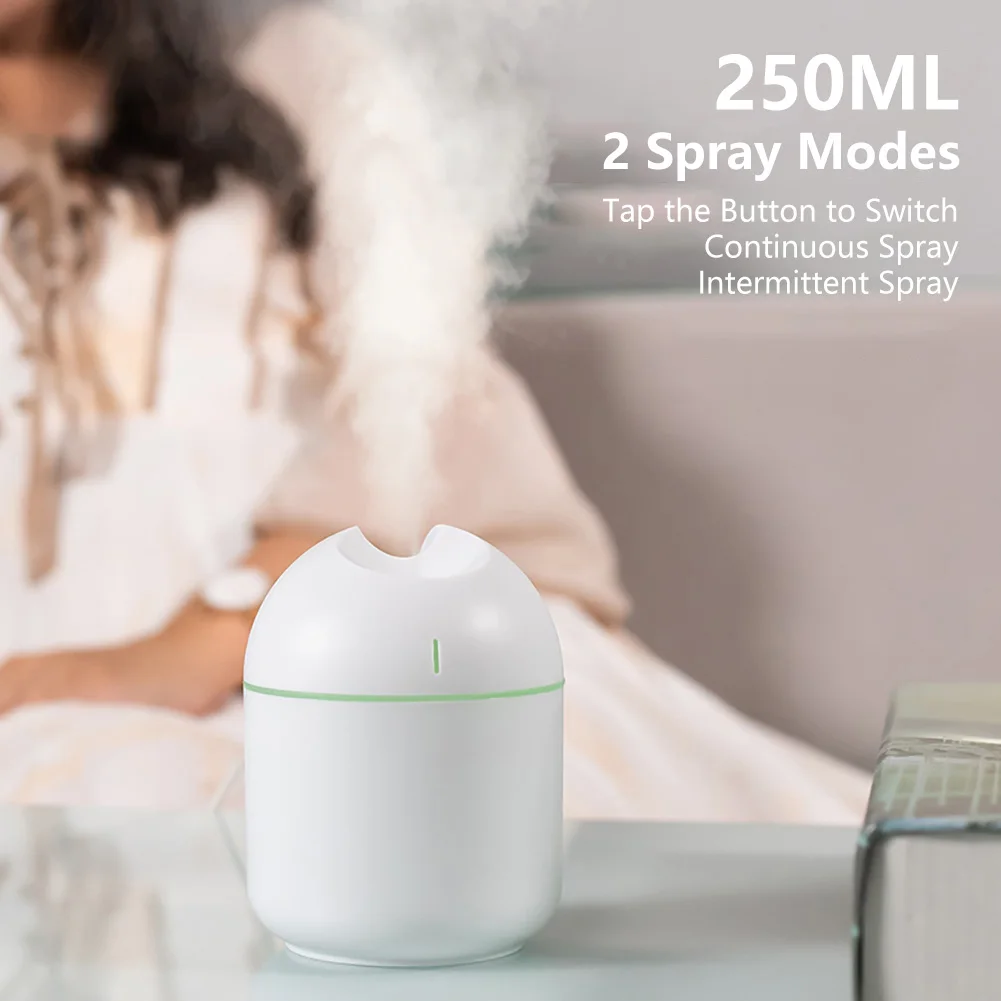 

Mini Portable Air Humidifier Aromatherapy Diffuser 250ml Ultrasonic Essential Oil Diffusers Led Light Humidificator for Home Car