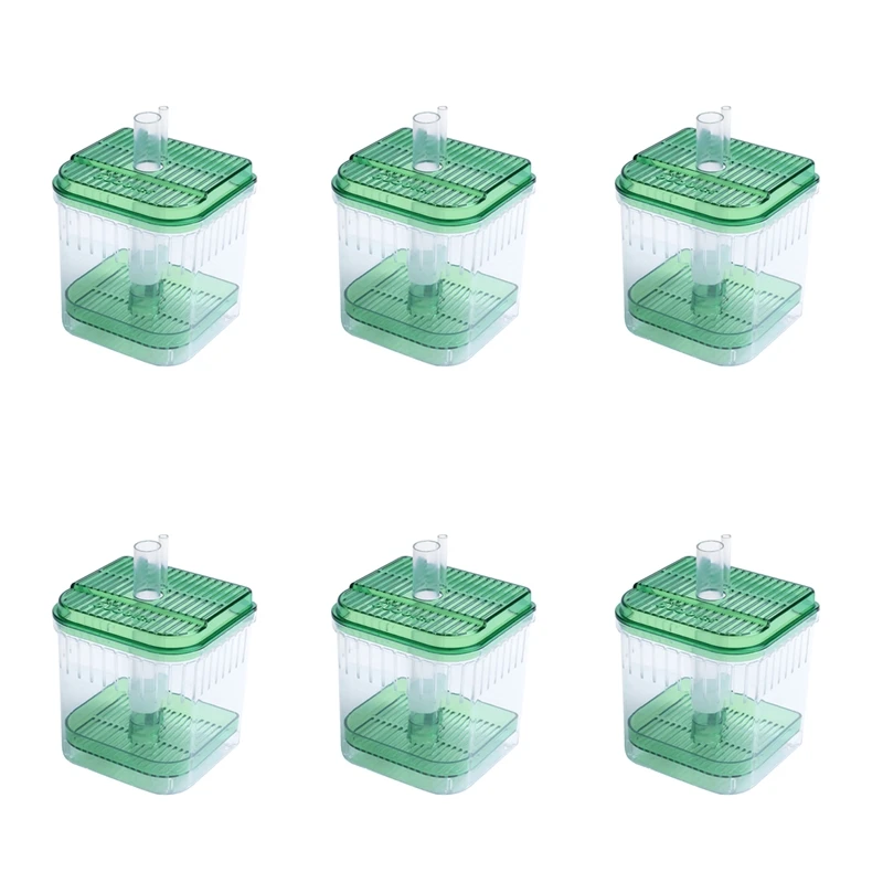 

6X Plastic Square Fish Tank Aquarium Filter Bottom Box Transparent Green