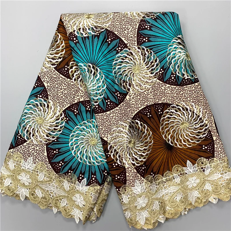 

6yards Nigerian Lace Fabric High Quality Lace Ankara Wax 100% Cotton with Embroidery Guipure Lace Fabric for Clothing