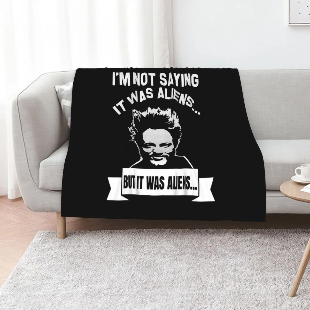 Фото Плед с принтом It-was-Aliens-Giorgio-A-Tsoukalos-T-Shirt-Black, устойчивый к выцветанию, прочный плед №1