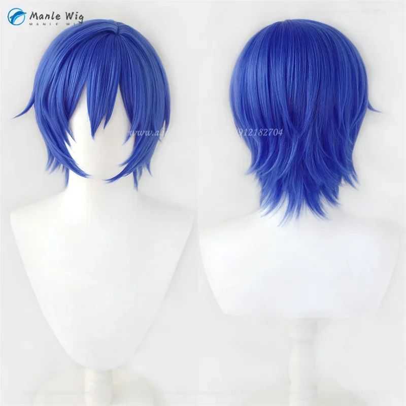 Парик для косплея аниме Kaito Короткие Голубые смешанные термостойкие