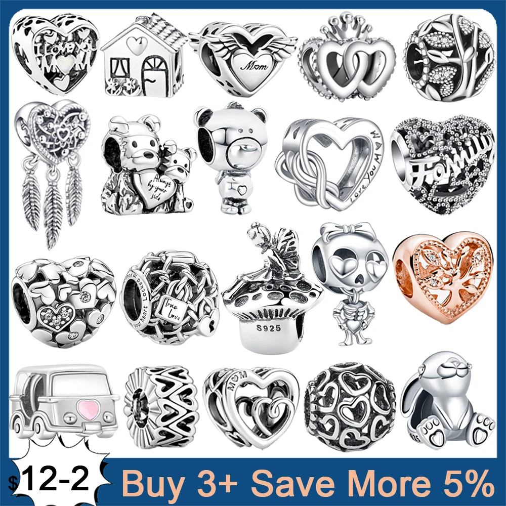 

House Heart Camper Charms 925 Sterling Silver Beads Fit Original Pandora Bracelet Necklace Jewelry Making DIY Gift