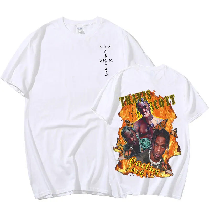 

Rapper Travis Scott Cactus Jack Double Sided Print T-Shirt Hip Hop High Quality Short Sleeves Men Women Oversized T Shirts Tops