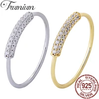 trumium real 925 sterling silver clear zircon simple stackable finger rings for women minimalist eternity ring fine jewelry