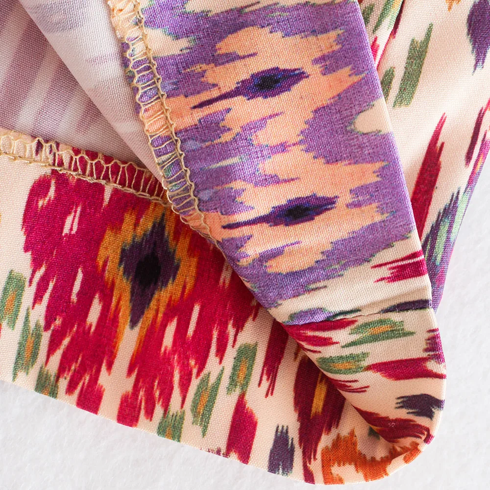 TRAF Women Fashion with Knotted Totem Print Shorts Skirts Vintage High Waist Side Zipper Female Skirts Mujer Casual Swimwear