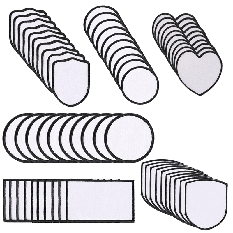 

60Pcs Sublimation Blanks Patches Fabric Iron-On Patch Blanks Repair Blank Patches For DIY Hats Shirts Shoes Supplies