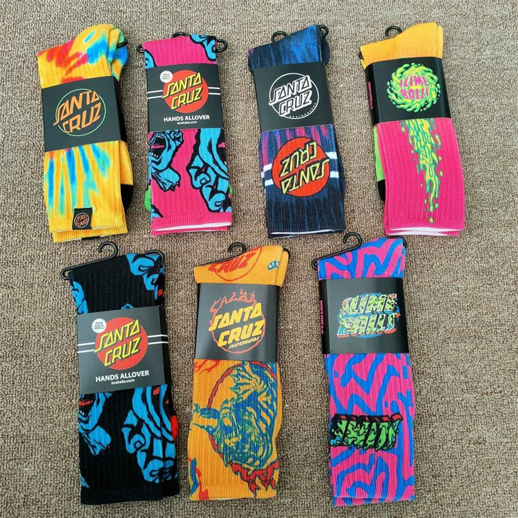 

Santa Men High Top Skateball Street Socks Printed Trendy Women Sport Sock Cotton