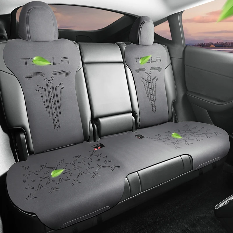 Замшевая подушка для автомобильного сиденья Tesla Model Y Model 3 2021 2022 2023, воздухопроницаемые автомобильные аксессуары, полный комплект, белый цвет (art.: 3920c44e769a4) - 3920c44e769a4