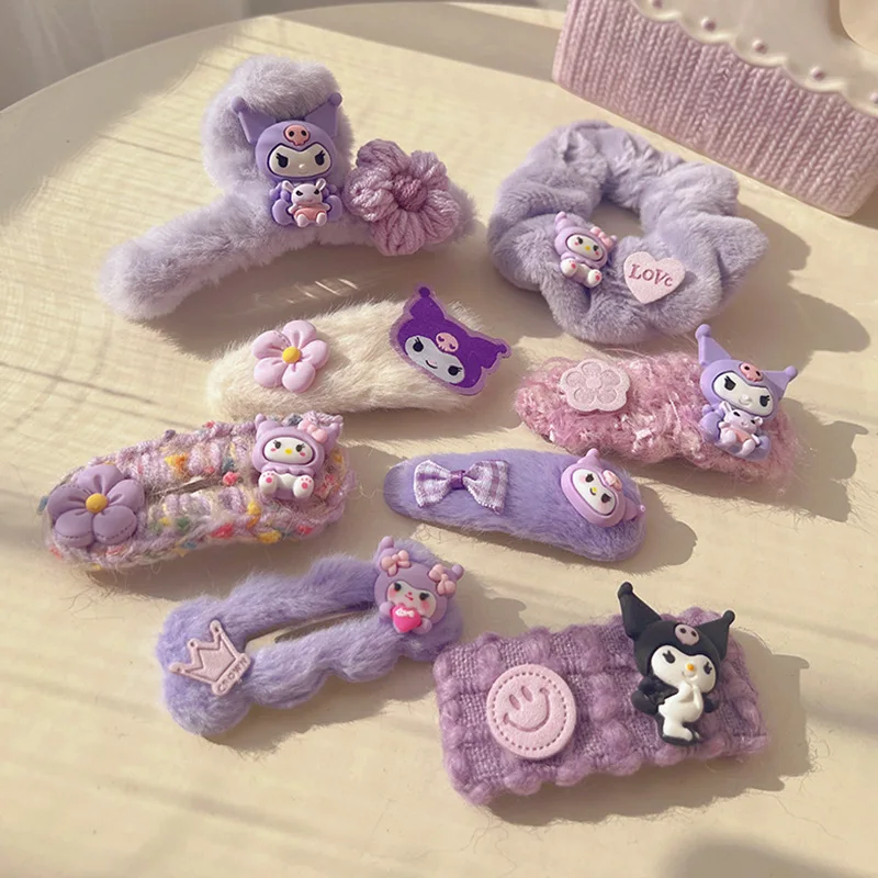 

Sanrio Hair Accessories Kawaii Kuromi Fashion Accessory Hair Clip Coiled Toys for Girls Cartoon Children Hairpin