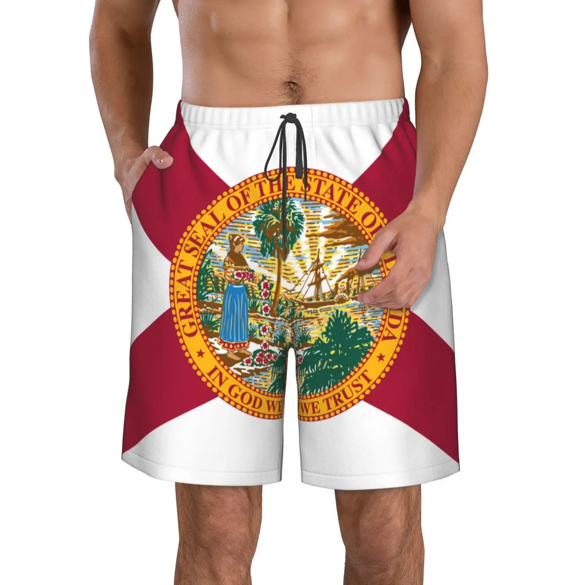 

Quick Dry Summer Mens Beach Board Shorts Briefs For Man Swim Trunks Swimming Shorts Beachwear Flag Of Florida