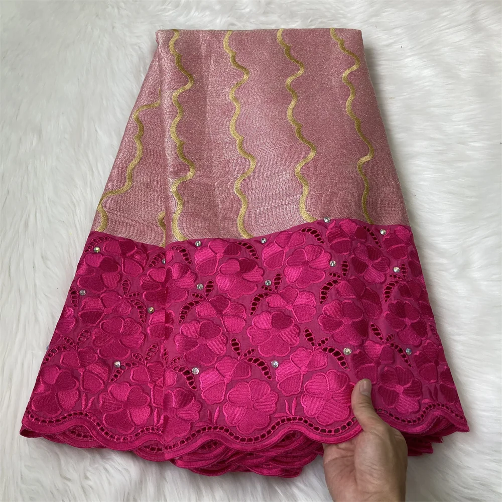 

Декоративные цветы африканская Кружевная Ткань 5 ярдов шитье своими руками великолепное хлопковое кружево с камнями Цветы Ткань JSSC44