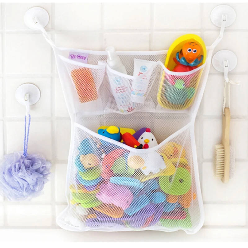 

Durable Bathroom Dustproof Mesh Hanging Bag for Baby Toys Cloth Storage Organizer Pouch with Hook