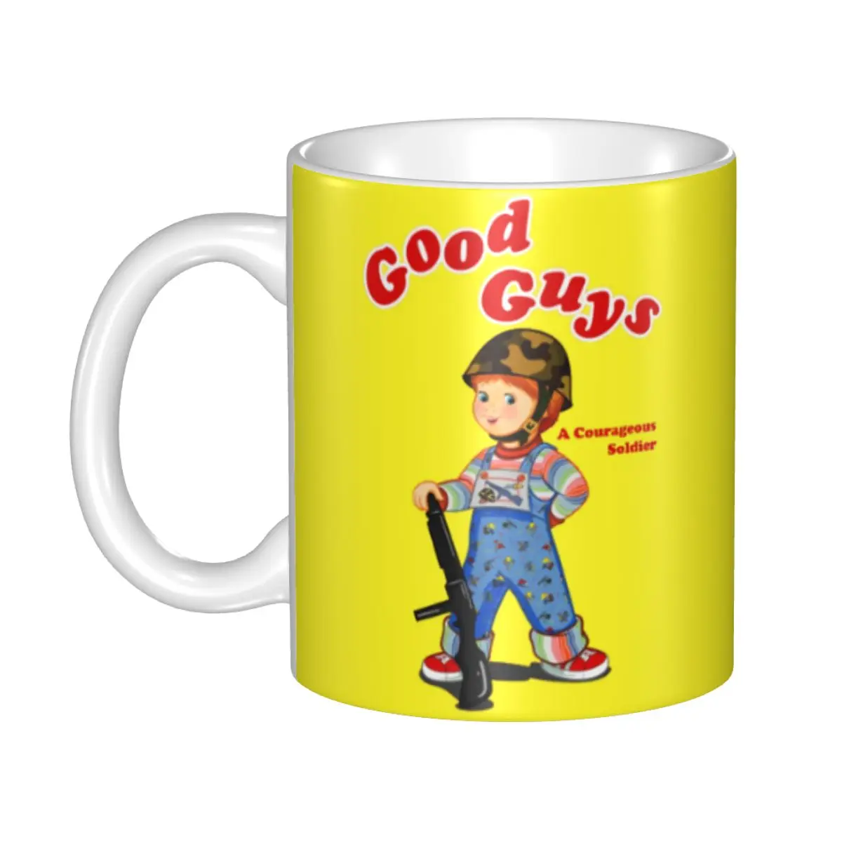 

Personalized Child's Play Chucky Good Guys Soldier Coffee Mugs DIY Ceramic Tea Milk Cups Men Women Outdoor Work Camping Cup