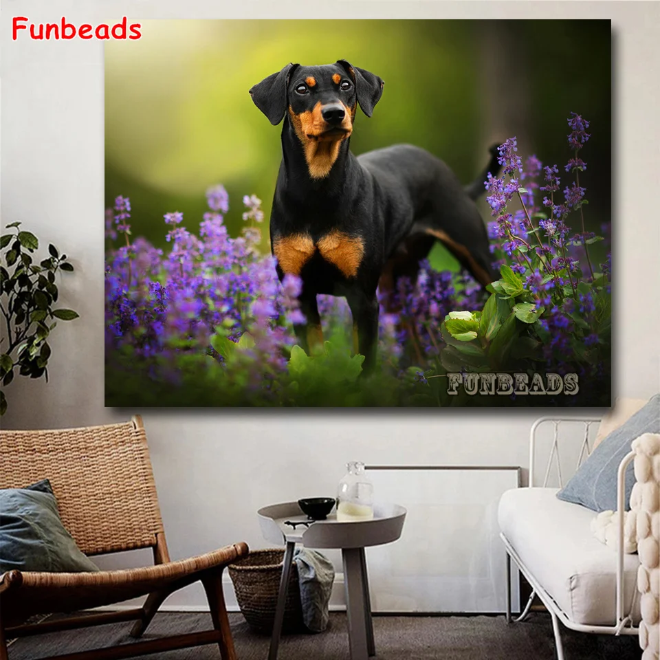Алмазная живопись сделай сам цветочный куст собака добермана наборы для вышивки
