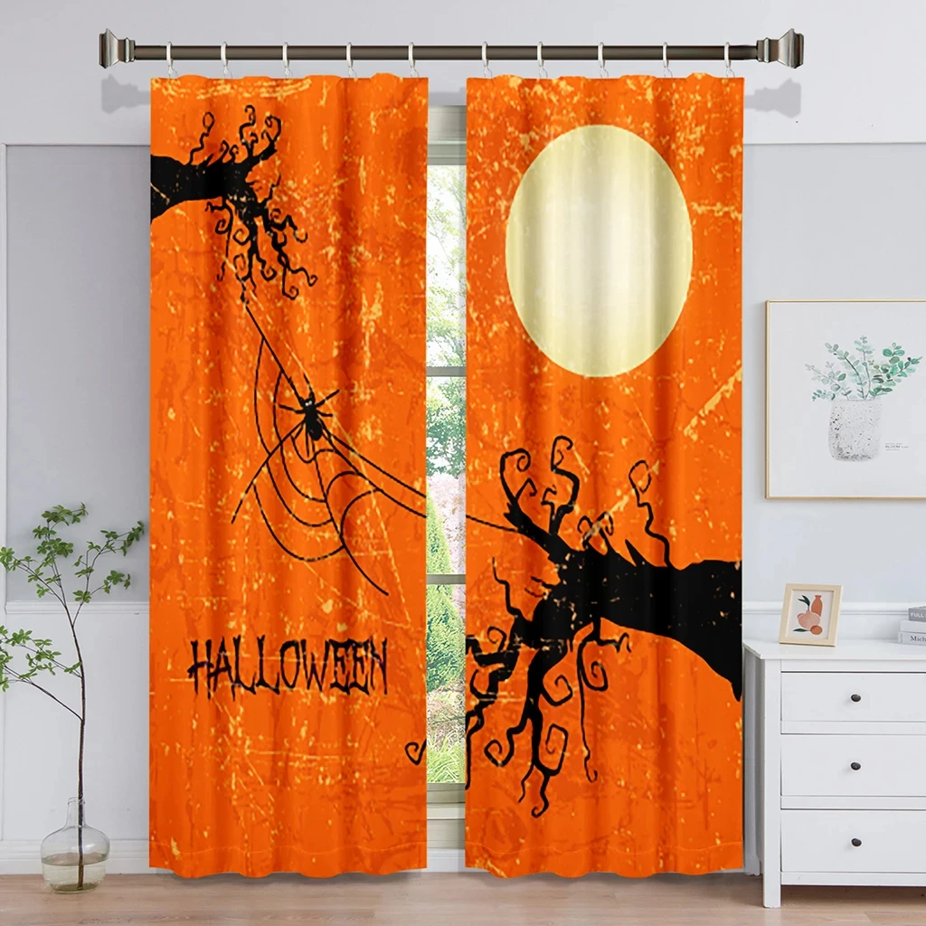 Штора веб Хэллоуин роскошные затемняющие оконные шторы для спальни гостиной