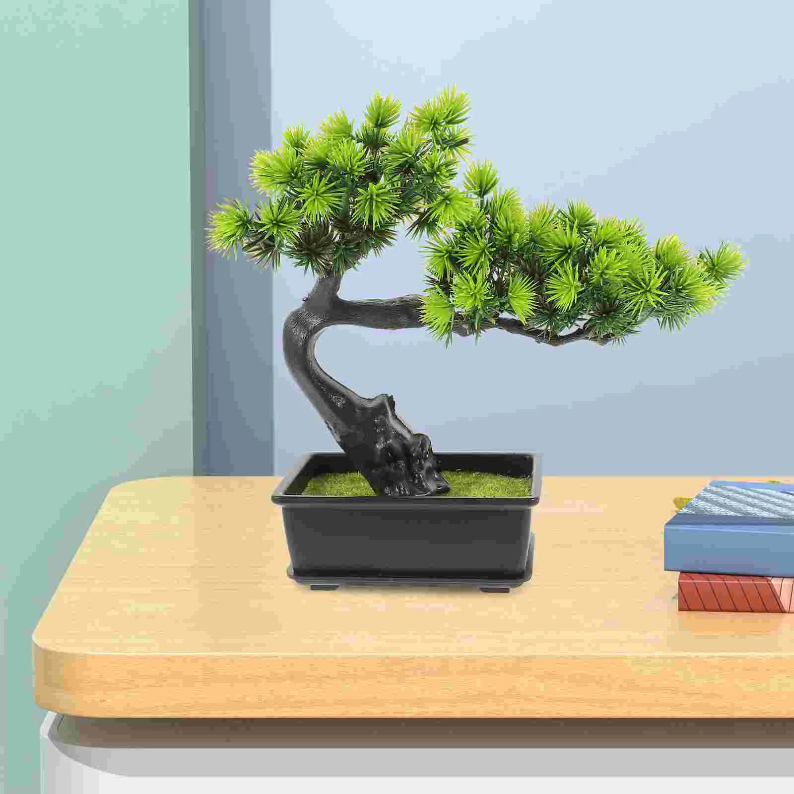 

Bonsai Artificial Potted Tree Pine Fake Pot Simulation Faux Welcoming Ornaments Zen Garden Decor Diy Decorative