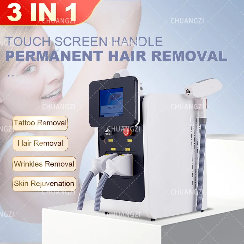 

2023 Three In One OPT Lase-r E-Light IPL Nd Yag Picosecond Lase-r Machine For Skin Regeneration, Blood Vessel Tattoo Removal