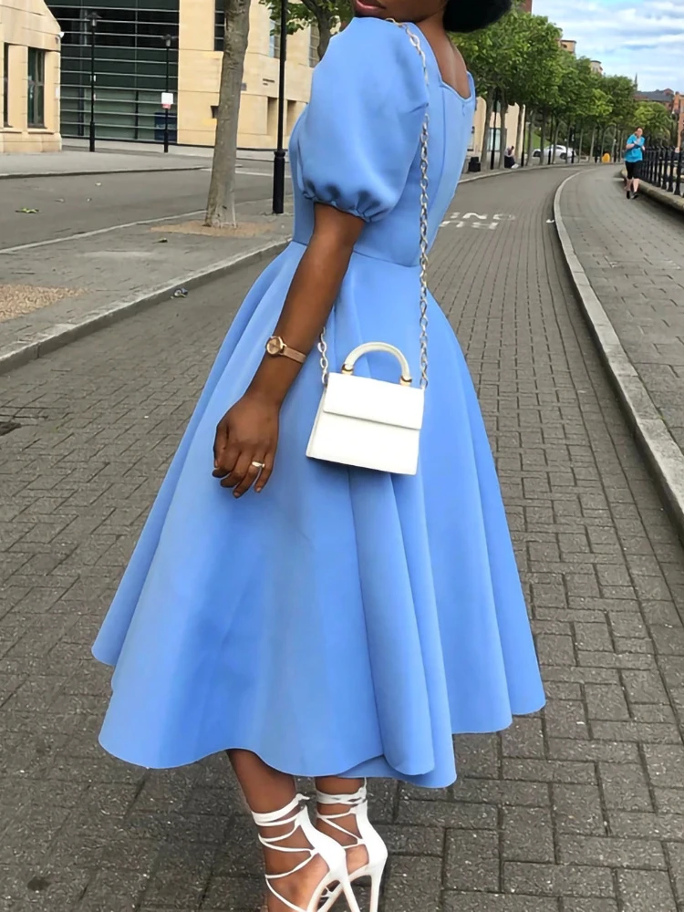 Women's dress summer new style short sleeve pleated solid color big skirt evening dress plus size dresses