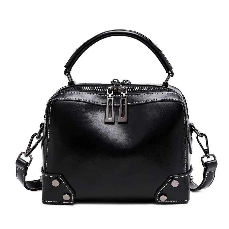 

OK Bag female 2023 new oil wax splicing leather female bag Europe and the United States style all cowhide hand bill shoulder c