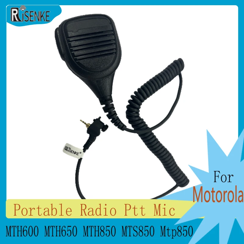 RISENKE Portable Radio Ptt Mic for Motorola MTH600 MTH650 MTH850 MTS850 Mtp850 Walkie Talkie Microphone Speaker Audio Jac