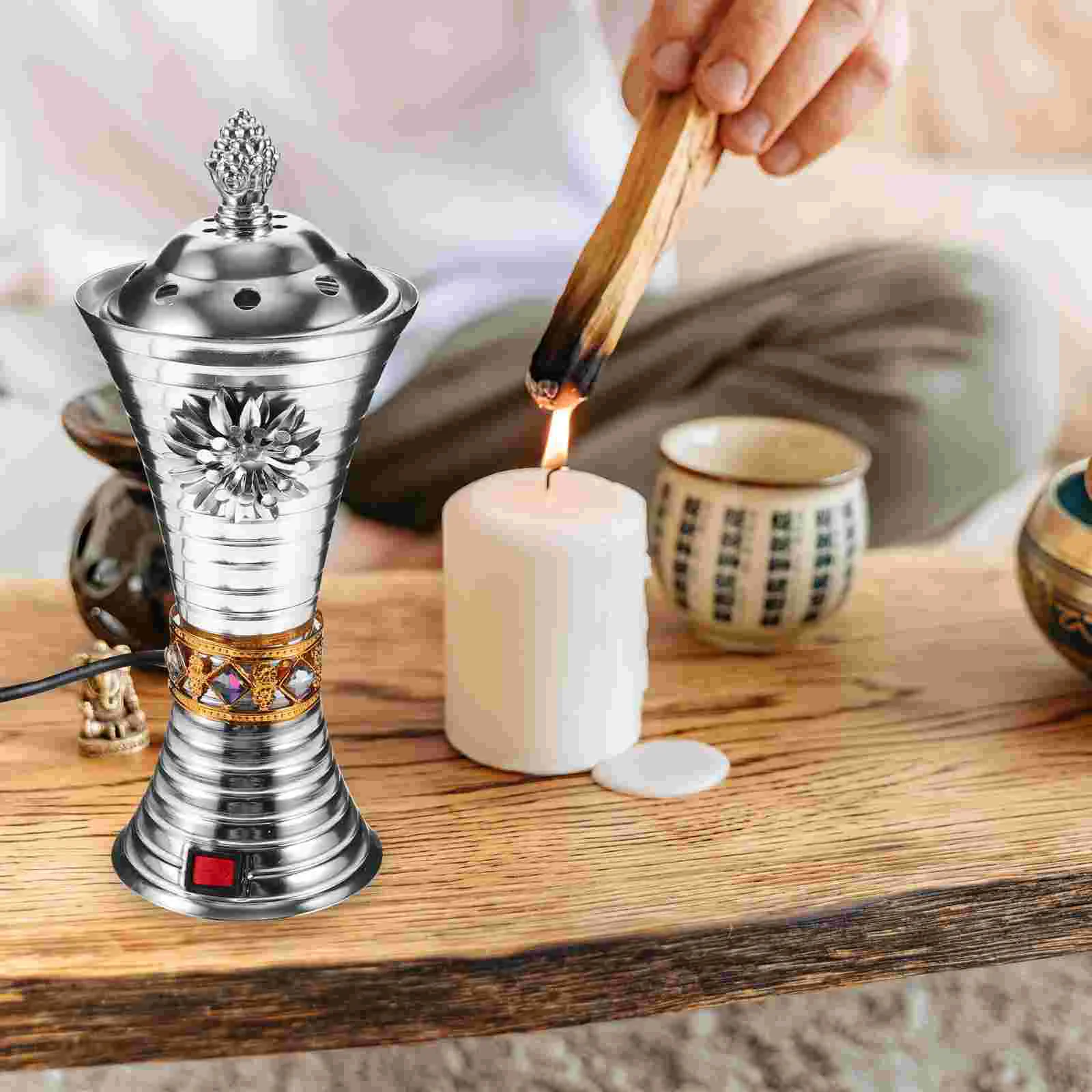 

Plug-in Burner Electric Censer Holder Middle East 9X21CM Aroma Ornament Golden Iron