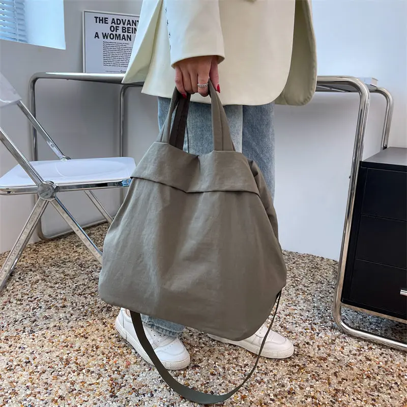 New Canvas Nylon Cloth Women Large-capacity Handbag Portable Ultra-light Student Class Shoulder Bag Casual Fashion Messenger Bag
