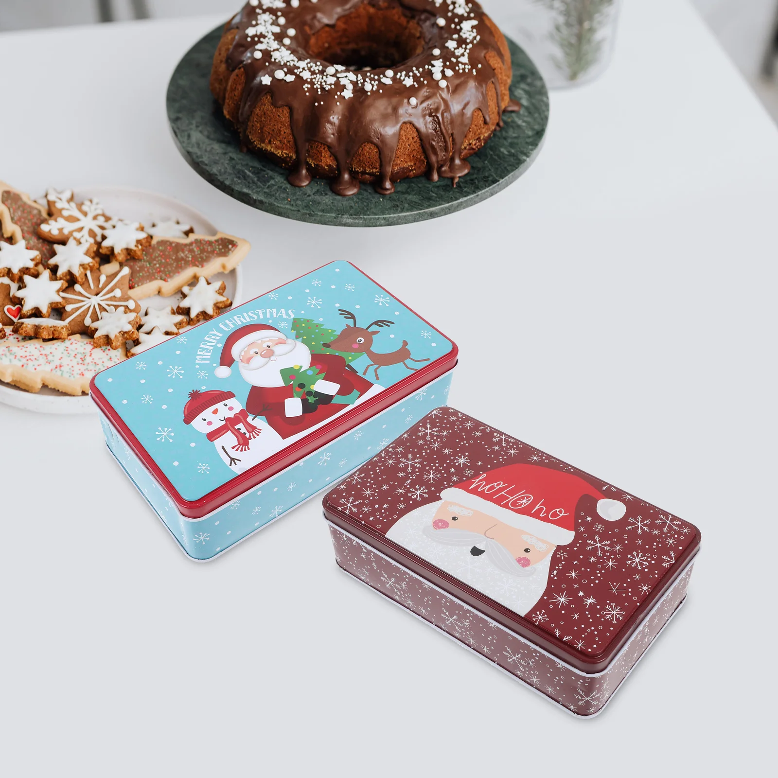 

2 Pcs Coffee Bean Container Christmas Candy Case Tins Cookie Containers Tea Sweet Jar