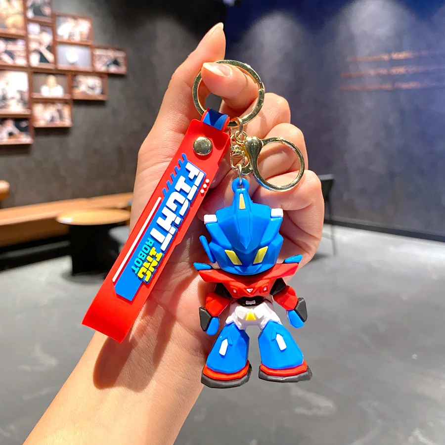 Фото 1/4 шт. новые мультяшные крутые брелоки-роботы Gundam, 3D-фигурки из мягкого пластика, подвески для мобильных телефонов, рюкзаков, украшения для автомобиля, подарок №2