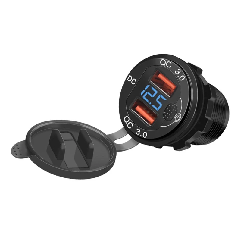 

Автомобильное зарядное устройство с двумя портами QC3.0, USB-адаптер автомобильного зарядного устройства, 12/24 В, автомобильное