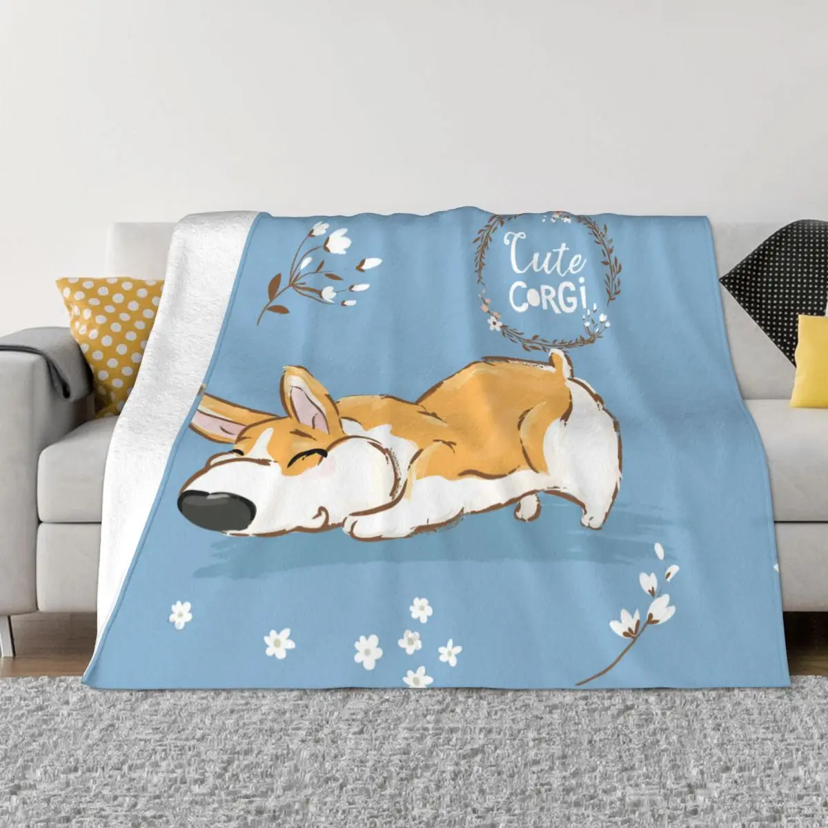 

Красивое мягкое одеяло Corgi, Фланелевое весенне-осеннее теплое одеяло для зимнего постельного белья