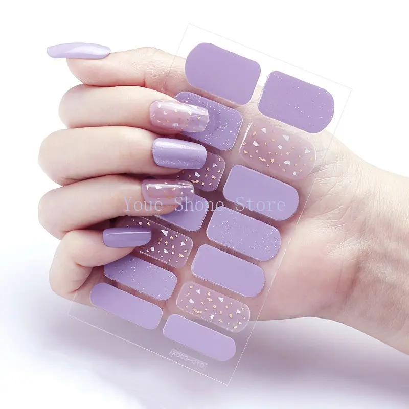 Shiny Purple Nail Sticker High Quality Nail Polish Stickers for Women Girls Self Adhesive 3D Decor Stickers for Nail Charms