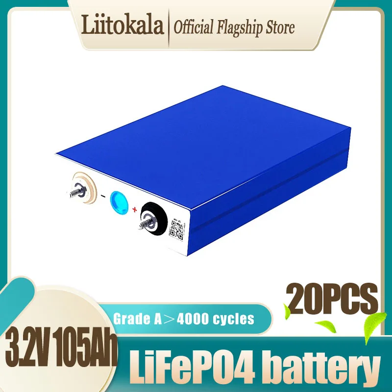 

20pcs LiitoKala GRADE A NEW 3.2V 100Ah 105Ah lifepo4 battery CELL 12V 24V for EV RV battery pack diy solar EU US TAX FREE