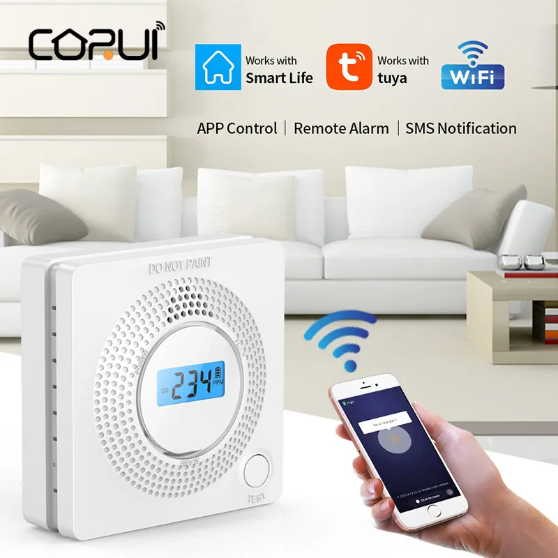 

Corui WiFi детектор угарного газа умные гаджеты бытовой газовый сигнализатор умное приложение на батарейках Оборудование безопасности CO Detection