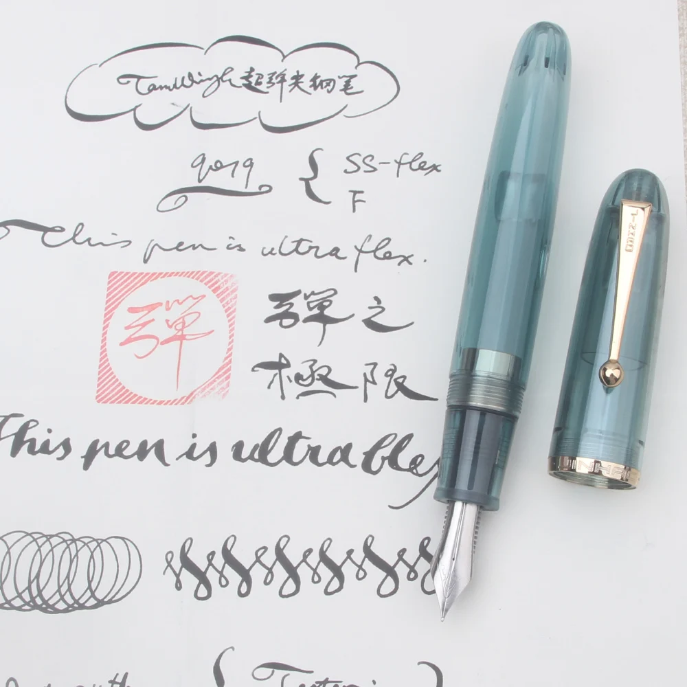 Новая ручка-фонтан Jinhao 9019 Super Elastic Flex Nib, прозрачная, мягкая, гибкая, для скетчинга, с цветочным узором, круглая, готическая, мягкая для письма (art.: 3920dbdd2b289) - 3920dbdd2b289